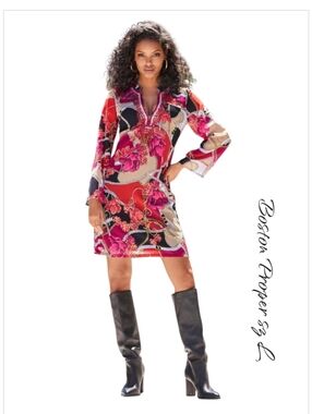 NWOT Boston Proper Floral Shift Mini Dress Sz L